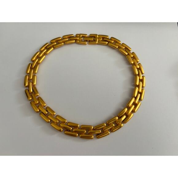 Vintage Chunky Collar Necklace Gold Tone - Picture 3 of 5
